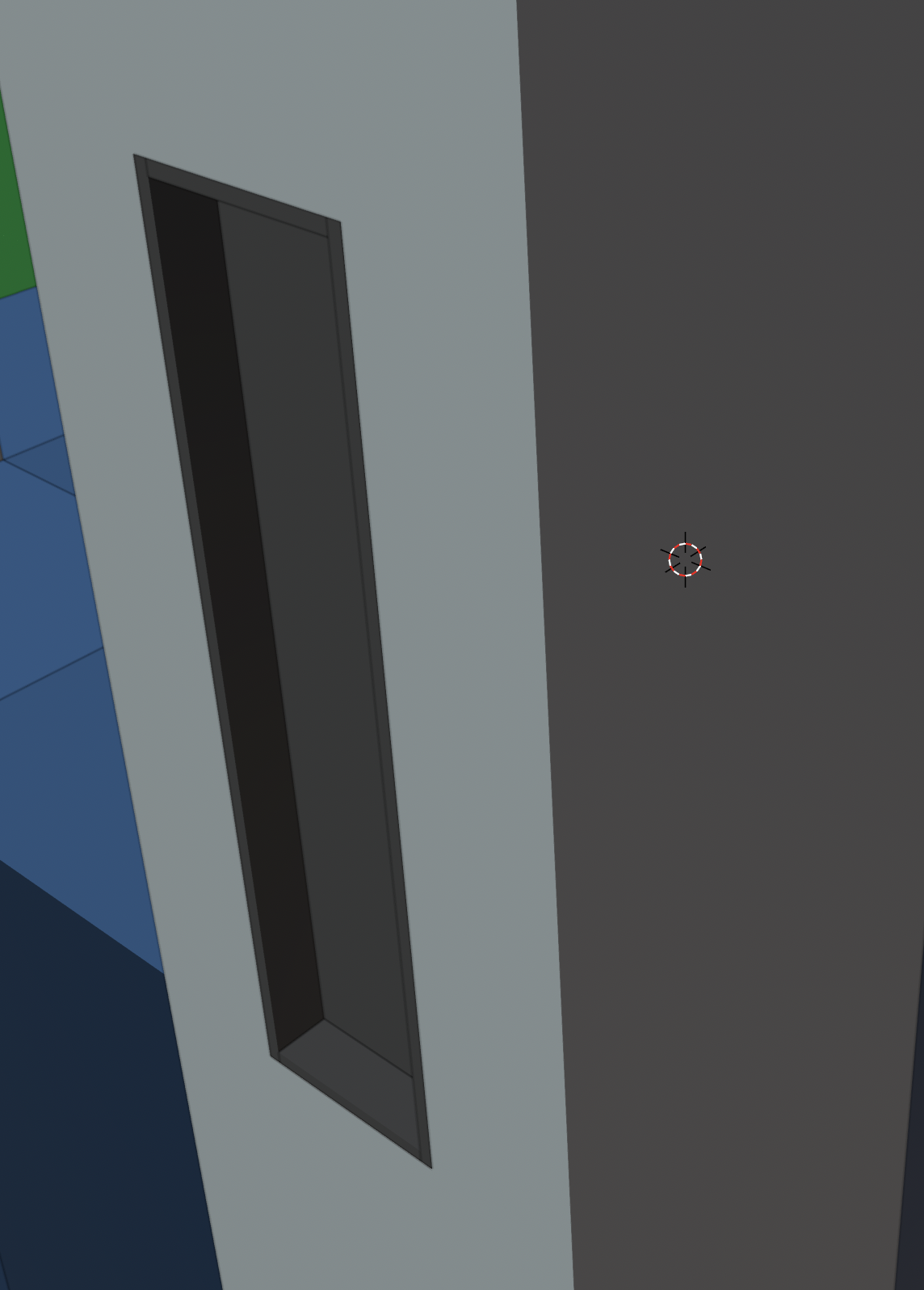 Close view of a recessed pupil in the Blender model